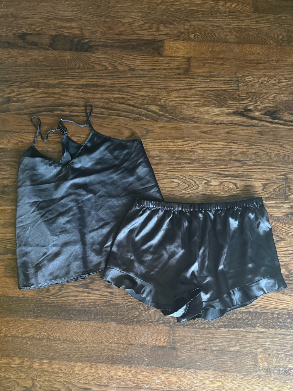 Black silk pajama set